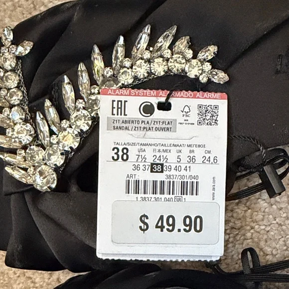 Zara Black Crystal Embellished Sandals - Picture 6 of 6